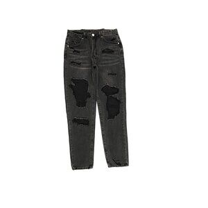 Shein Distressed Straight Leg Women's size S Black Denim jeans